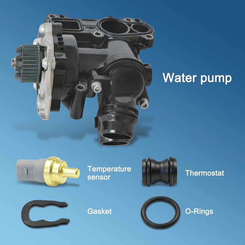 RALBDX Electric Engine Water Pump Thermostat Housing Assembly Compatible with Audi A3 A4 A5 A6 Q3 Q5 TT Allroad VW Passat Jetta Golf GTI CC Beetle Replaces 06H121026DD 06H121026CQ 06H121026AB - Image 2
